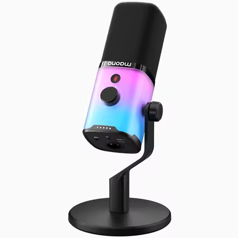 MAONO PD100X Gaming MIC,USB/XLR Dynamic Microphone with Noise Reduction,Mute,Headphone Jack,RGB MIC 