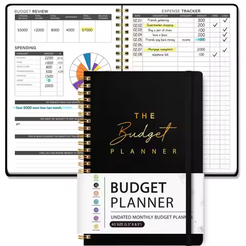 A5 Budget Planner, Undated Monthly Budget Book, Expense Tracker, Savings Journal, Spiral Finance Not