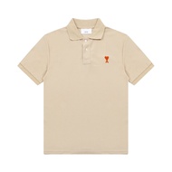 Authentic Ami Paris Small Love 25ss Spring And Summer New Lapel Embroidery Casual Loose Short Sleeve