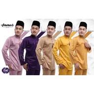 Baju Melayu Amar Slimfit - Dusty Purple, Dark Purple, Dark Nude, Dark Yellow, Mustard Gold