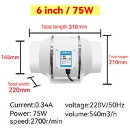 4/6 Inch Inline Duct Fan Booster Exhaust Blower Air Cooling Vent Extractor Fan  220V 35W Low Noise Untuk Tudung Dapur/Kamar Mandi