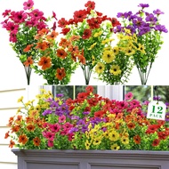 12 Bundles Artificial Fake Flowers for Outdoor Spring Summer Decoration Faux Plants Flowers Silk Col
