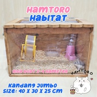 Hamtoro HABITAT Kandang Landak TEBAL Jumbo Alami Kayu Hamster/Landak Mini