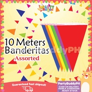 (NEW)20 Flags 10meters LONG Fiesta Colorful Assorted Waterproof Plastic Banderitas Banner PartyBuddy