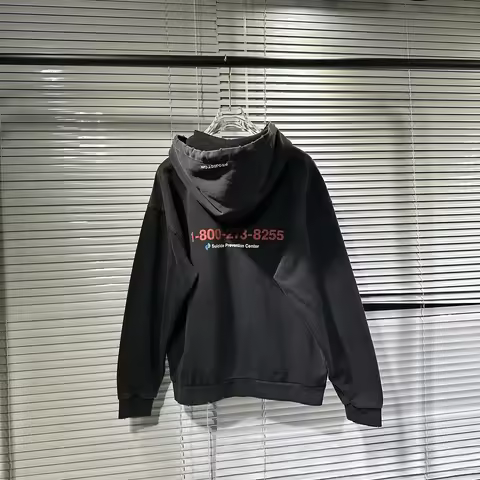 Grailz Fashion High-Street Washed Distressed Slogan Zipper Hoodie Sweatshirt Jacket