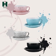 Homyl Latte Art Mug with Saucer Ceramic Coffee Mug,Unique 300ml Latte Cup Set