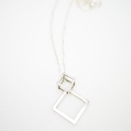 (雙)方塊關係純銀項鍊 情人節對鍊 男款女款