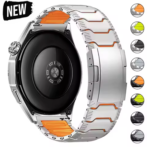 22mm Titanium Strap for Huawei Watch GT6 6Pro GT5 4Pro 46mm Metal Mecha Silicone Bracelet for Garmin