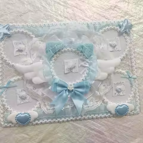 Handmade Lace Bowknot Cat Ears Wings Large Capacity Ribbon Ita Board Badge Holder Ita Bag Accessory 