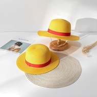 One Piece Luffy Straw Hat Cosplay Sunshade Beach ลำลอง หมวกปีกใหญ่สําหรับครอบครัวสําหรับการเดินทางกล