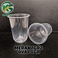 RB6 Gelas plastik cup OVAL PP Merak 16 oz 16oz 8 gr