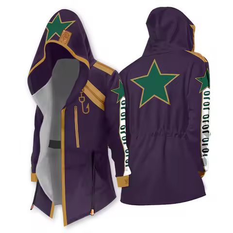 Anime Bizarre Adventure Stone Ocean Kujo Jotaro Cosplay Hoodie Jacket Coat Long Drawstring Sweatshir