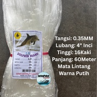 035MM X 102MM (4 Inci") X 100MD X 600ML Pukat Jaring Ikan / Mata Lintang / Warna Putih / Isi Kosong 