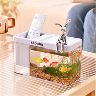 Desktop micro-landscape tank plastic aquarium set transparent fish tank pen holder office landscapin