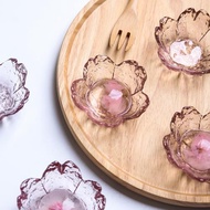 錘目紋櫻花味碟醬料碟粉色創意玻璃小碟子醋碟日式和風 珍味碟