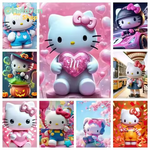 Hello Kitty Sanrio 5D DIY Diamond Painting Kit Diamond Handmade Art Gift Crafts Home DecorNo FrameNo
