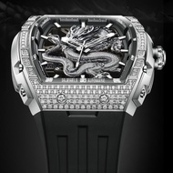 BONEST GATTI Men's Watch Fashion Mechanical Watch Silicone Strap Dragon Watch Luminous Wristwatch