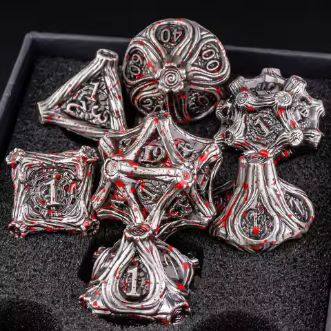 DND Metal Dice Set Dungeon and Dragon Polyhedral D&D Dice RPG Role Playing Game 7 Cool D Dice Set D2