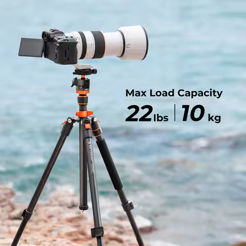 K&F Concept 2m Overhead Aluminum DSLR Tripod Compact Portable Vlog Tripod Monopod 22lbs/10kg Load K2