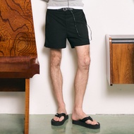 Hunter Studios - กางเกงขาสั้นตกแต่งเข็มขัด ผ้าหนังกลับ รุ่น Regal Buckle Shorts