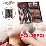 20PCS/Set Ear SPA Set Stainless Steel Earwax Cleaning Tools Wooden Box Ear Wax Picker Removal Cleani