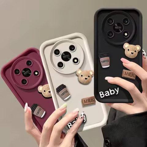 For Honor X9 5G Case On Honor X9B Honor X9A Magic 4lite 5 6 Lite Cute 3D Bear Liquid Silicone Case F