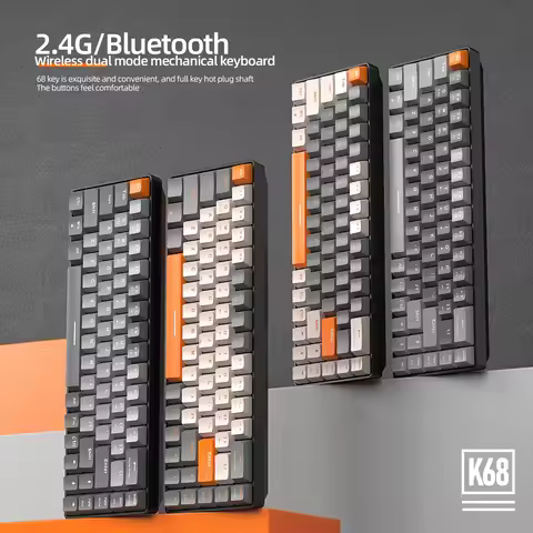 60% Wireless Mechanical Keyboard Bluetooth Dual Mode Hot-Swap Ziyoulang K68 Mini Keyboard 68-Key Red