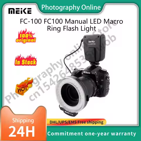 Meike FC-100 FC100 Manual LED Macro Ring Flash Light with 7 Adapter Ring for Canon Nikon Olympus Pen