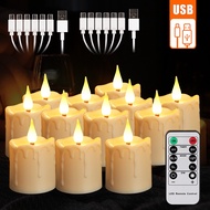 Pack of 6 LED Candle Lights with Batteries USB Rechargeable Simulation Candle Remote Control Dimming Christmas Candle Decoration Lights Flashing Waterproof Electronic Tealight