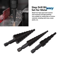 WOAY 3pcs Step Drill Bit Set, Black Hex Shank Hex Handle Step Drill Bit, Set Precision Bearing Steel