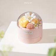 Silk flower box - Christmas gift box with lovely transparent glass surface, Korean style, brand BONG