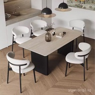 Luxurious Fabric Velvet Black Legs Solid Wood White Dining Chair Nordic Modern Oak Dining Table Set