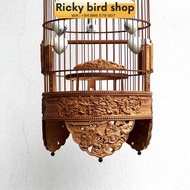 Bamboo Birdcage, Puteh bird cage - Samkok design (see through legs)