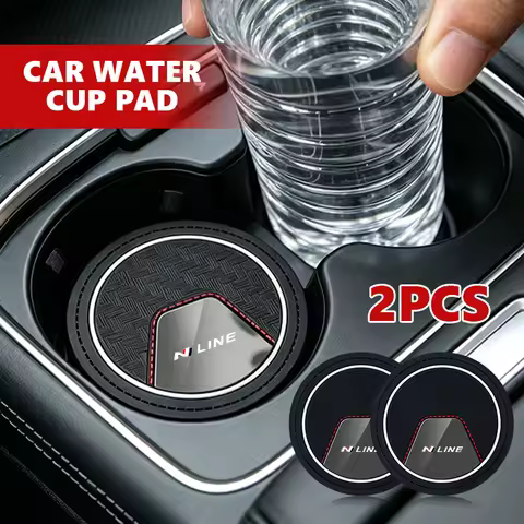 2pcs Car Water Cup Holder Pad PVC Dustproof Auto Interior Mat For Hyundai N LINE i30 i20 Sonata Acce