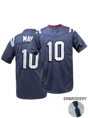 Men's Embroidery Football Jersey Breathable T-shirt New England #10 Rugby Jersey Short Sleeve for Tr