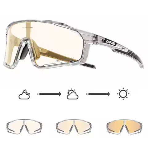 Kapvoe Gold Photochromic Glasses Cycling Sunglasses Men Women Sports Speed Road Mtb Mountain Bike Bi