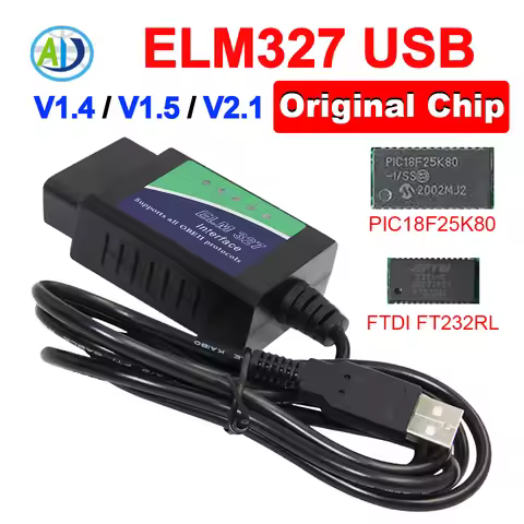 ELM327 USB V1.4/1.5/2.1 Original PIC18F25K80 FTDI FT232RL OBD2 Diagnostic Tool OBDII Interface Scann