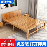 HY-# Bamboo Bed Folding Bed Thickened Foldable Adult Single Double Bed Rental Room Folding Sofa Cool Bed Dual-Purpose in