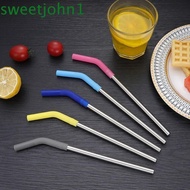 SWEETJOHN 2Pcs Metal Straw, 8mm With Silicone Tip Stainless Steel Straw, Eco-friendly Detachable Smooth Surface Reusable Stanley Cup Straw Drink