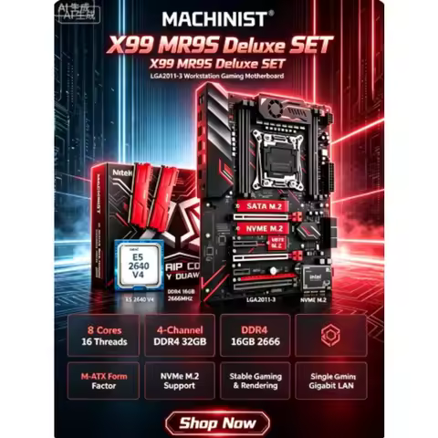 MACHINIST X99 MR9S Motherboard Kit LGA2011-3, Xeon E5 2690 V4 CPU,16GB DDR4 Four Channel RAM TPM2.0,