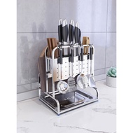 304 Stainless Steel Kitchen Knife Holder Storage Rack Multifunctional Cutting Board Chopping Board Holder Chopstick Barr