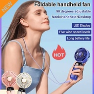 [Panasonic Recommends] Foldable Handheld Stand Fan/USB Rechargeable Digital Display Hanging Neck Fan/Foldable Table Desk Mini Fan