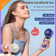 [Panasonic Recommends] Foldable Handheld Stand Fan/USB Rechargeable Digital Display Hanging Neck Fan