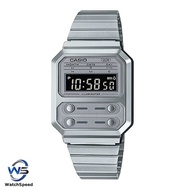 Casio A100WE-7B Vintage Monochromatic Stainless Steel Watch