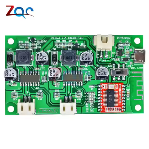 Bluetooth Power Amplifier Board 2×6W DC 5V/3.7V Lithium Battery with Charge Management HF69B 4Ω 6Ω 8