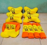 Bantal Mobil TWEETY Kuning yellow Isi 4 Bantal Headrest