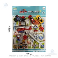 🇲🇾11pcs City Police Transport Vehicles Motorcycles Aeroplane learning toy set for kids