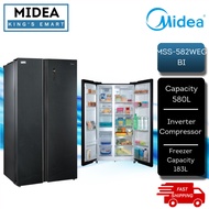 [FREE SHIPPING] Midea Inverter 580L Side By Side Inverter Refrigerator MSS-582WEGBI / Premium Black 