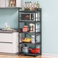 Denkee 5-Tier Bakers Rack for Kitchen with Storage, Industrial Microwave Stand Shelf, Coffee Bar for