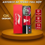 Lining Axforce 80 badminton racket, white, Full pre-tensioned box, 11kg, comes with handle, bag and 